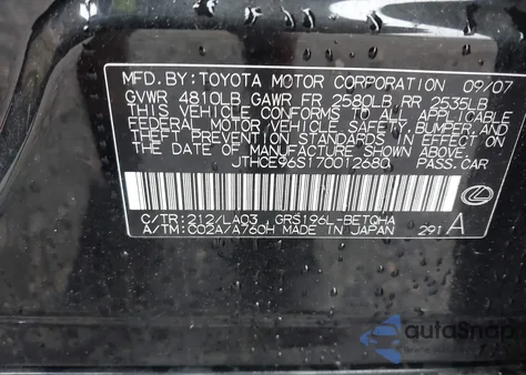 2007 Lexus Gs 350 z USA, uszkodzony, nr VIN JTHCE96S170012680